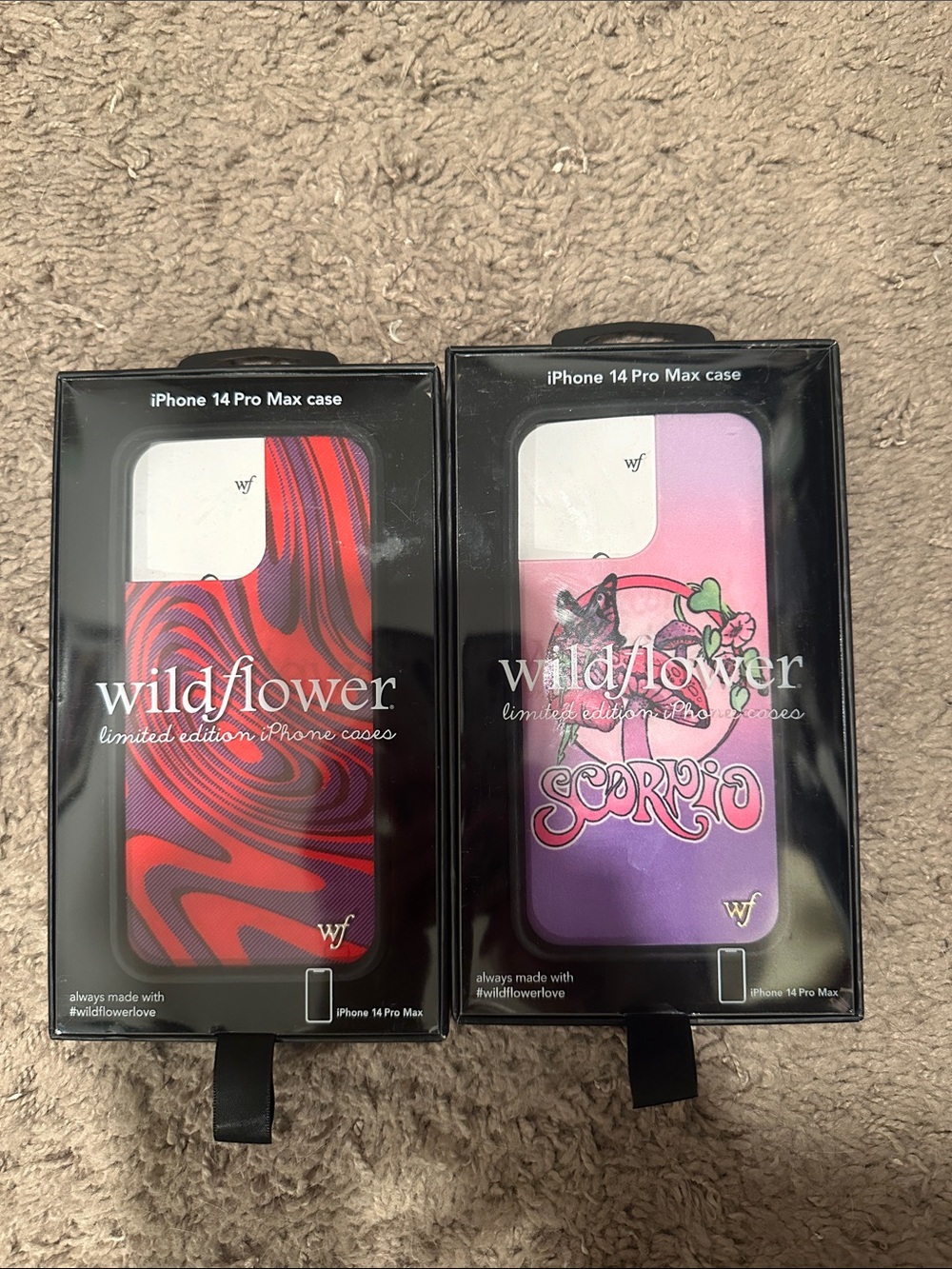 Wildflower iPhone 14 Pro Max Case - Red Swirl & Pink Purple Scorpio